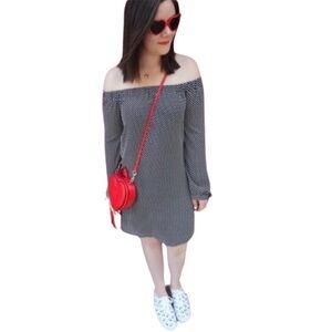NWT EXPRESS Off Shoulder Polka Dot Shift Dress